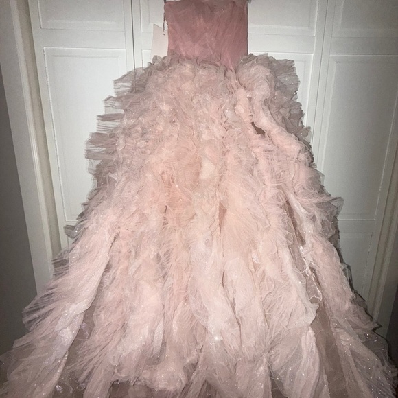 NWT | Mac Duggal 20592 Light Pink Glitter Tulle Gown Size 2 - Picture 8 of 16